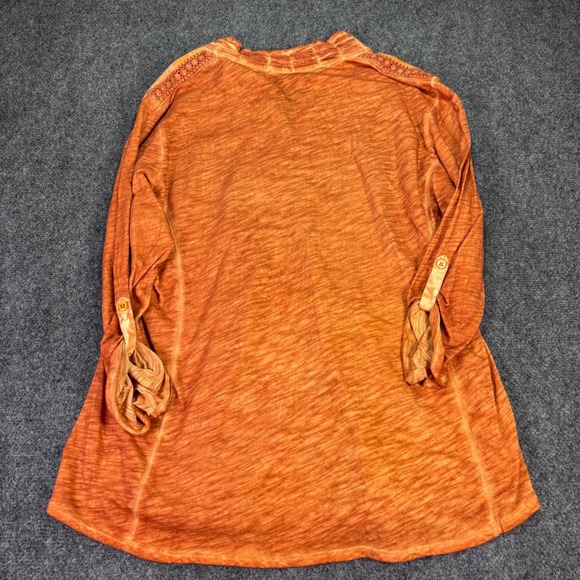 Reba Woman Top Womens 2X Orange Embroidered Studded Boho Button Up Western Shirt - Picture 2 of 9